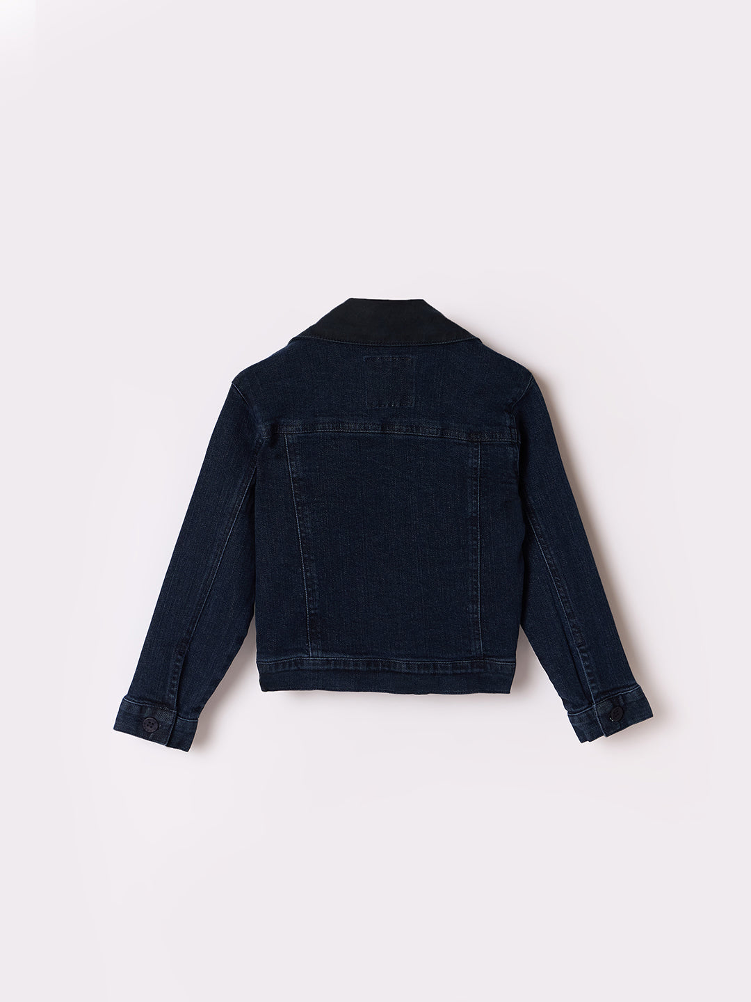 Blue Giraffe Girls Blue Solid Collar Jacket
