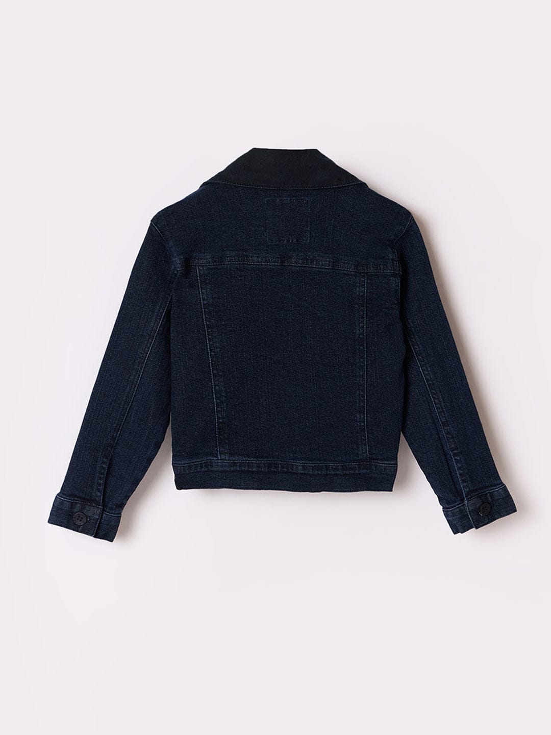 Blue Giraffe Girls Blue Solid Collar Jacket