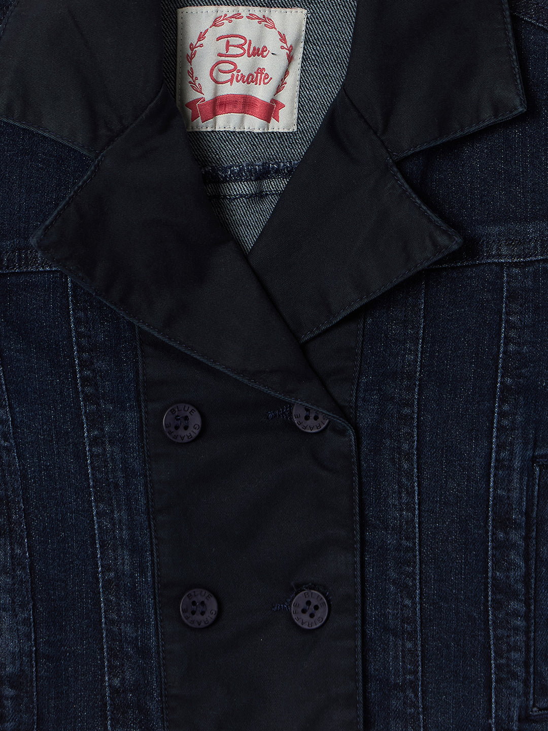 Blue Giraffe Girls Blue Solid Collar Jacket
