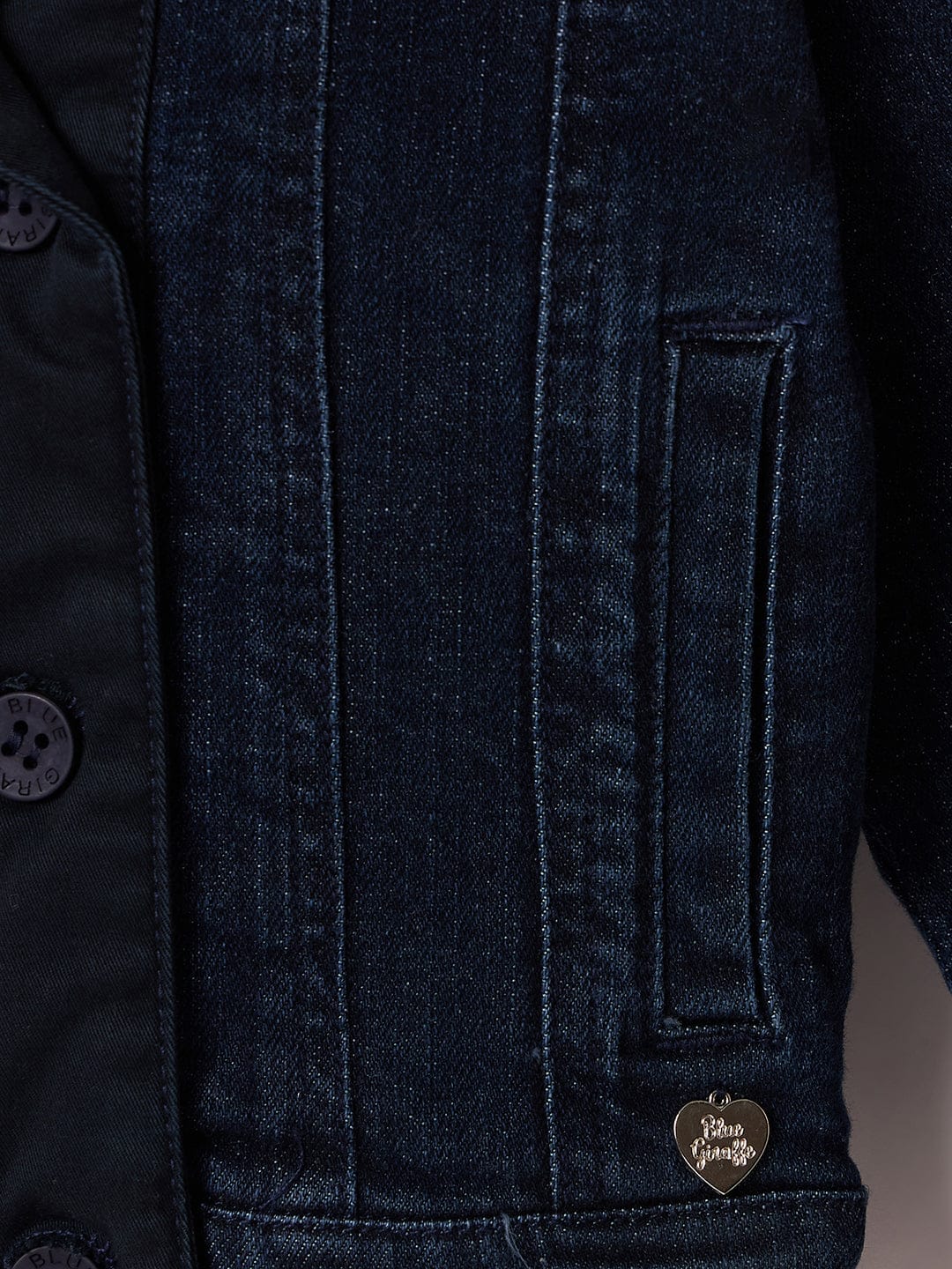 Blue Giraffe Girls Blue Solid Collar Jacket