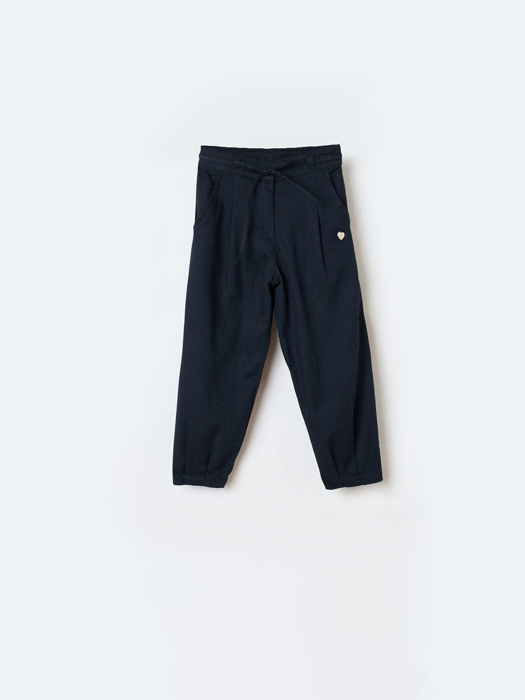 Blue Giraffe Girls Blue Regular Fit Solid Trouser