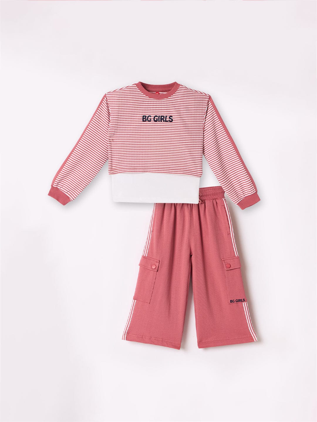 Blue Giraffe Girls Pink Slim Fit Solid Sweatpant