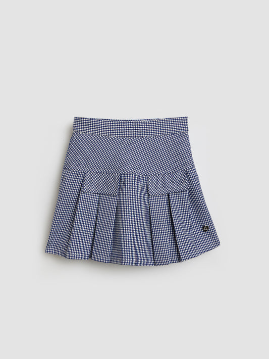 Blue Giraffe Girls Multicolor Regular Fit Checks Skirt