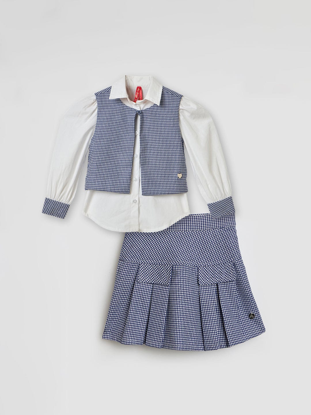 Blue Giraffe Girls Multicolor Regular Fit Checks Skirt