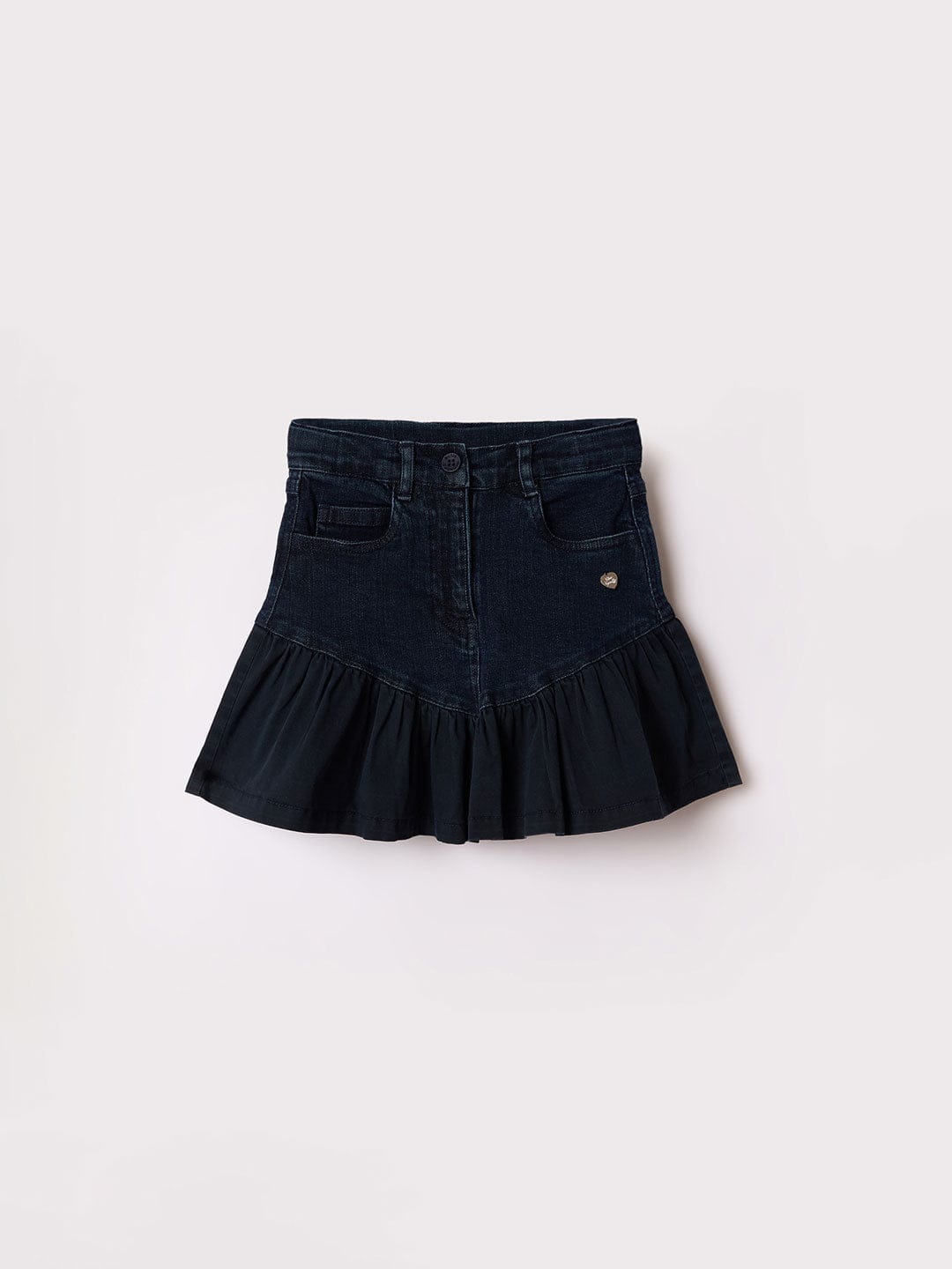 Blue Giraffe Girls Blue Regular Fit Solid Skirt