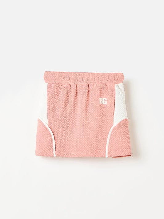 Blue Giraffe Girls Blue Regular Fit Coloublocked Skirt