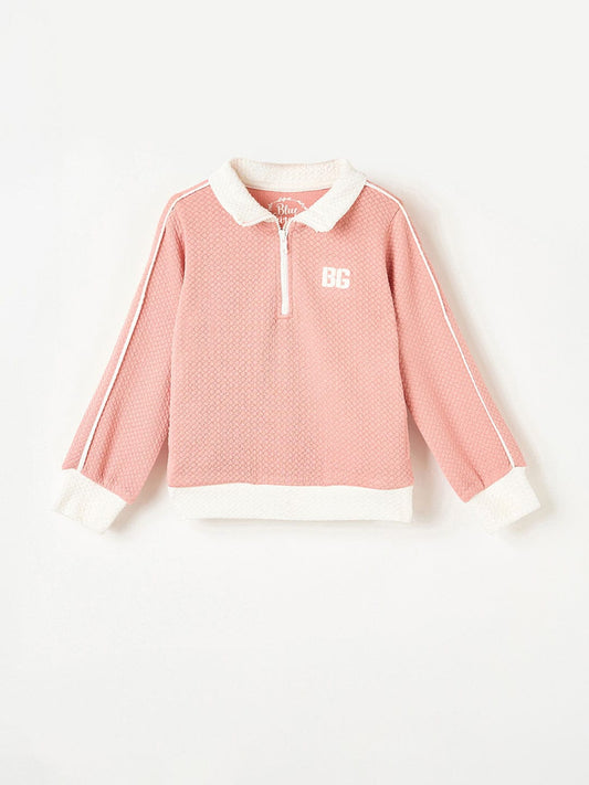 Blue Giraffe Girls Pink Coloublocked Tshirt