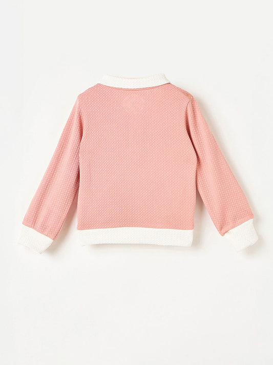 Blue Giraffe Girls Pink Coloublocked Tshirt