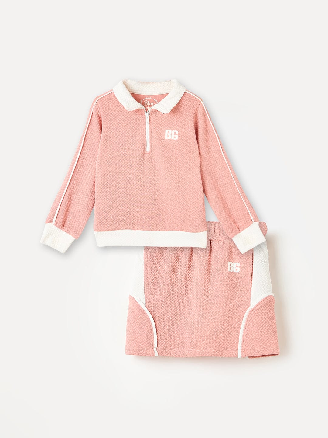 Blue Giraffe Girls Pink Coloublocked Tshirt