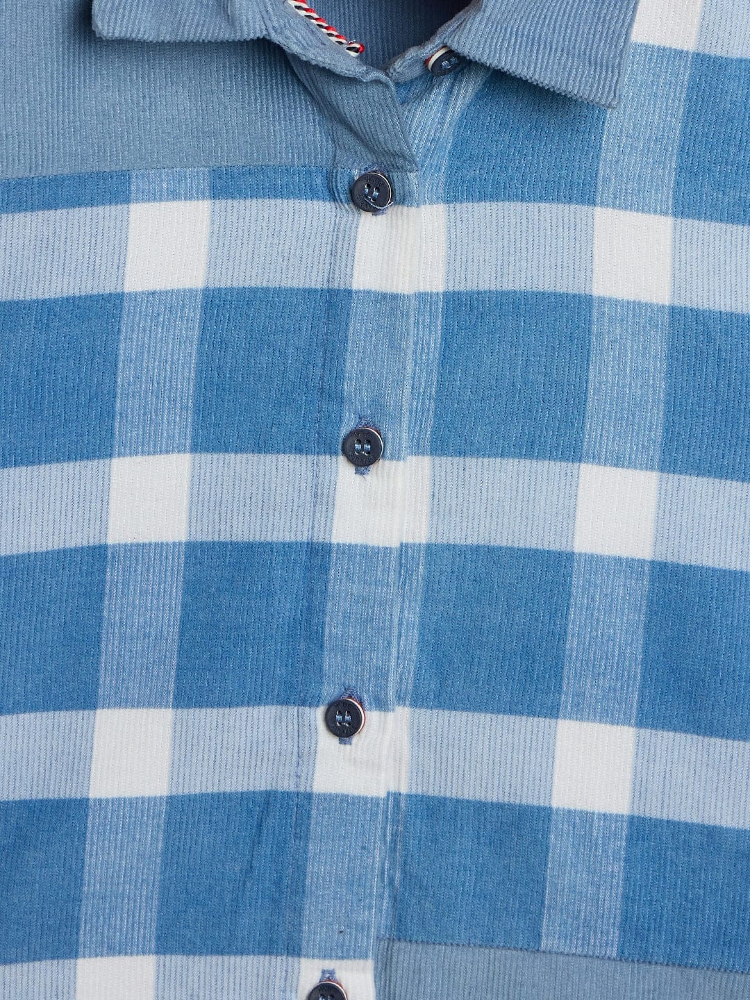 Blue Giraffe Girls Multicolor Checks Collar Top