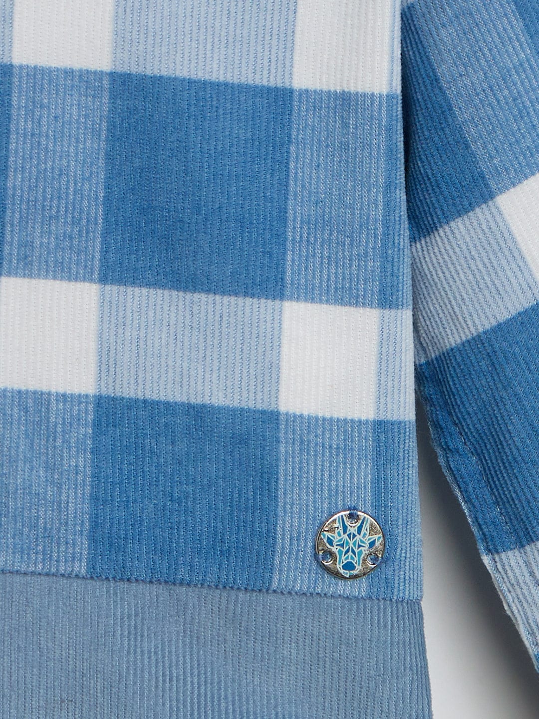 Blue Giraffe Girls Multicolor Checks Collar Top