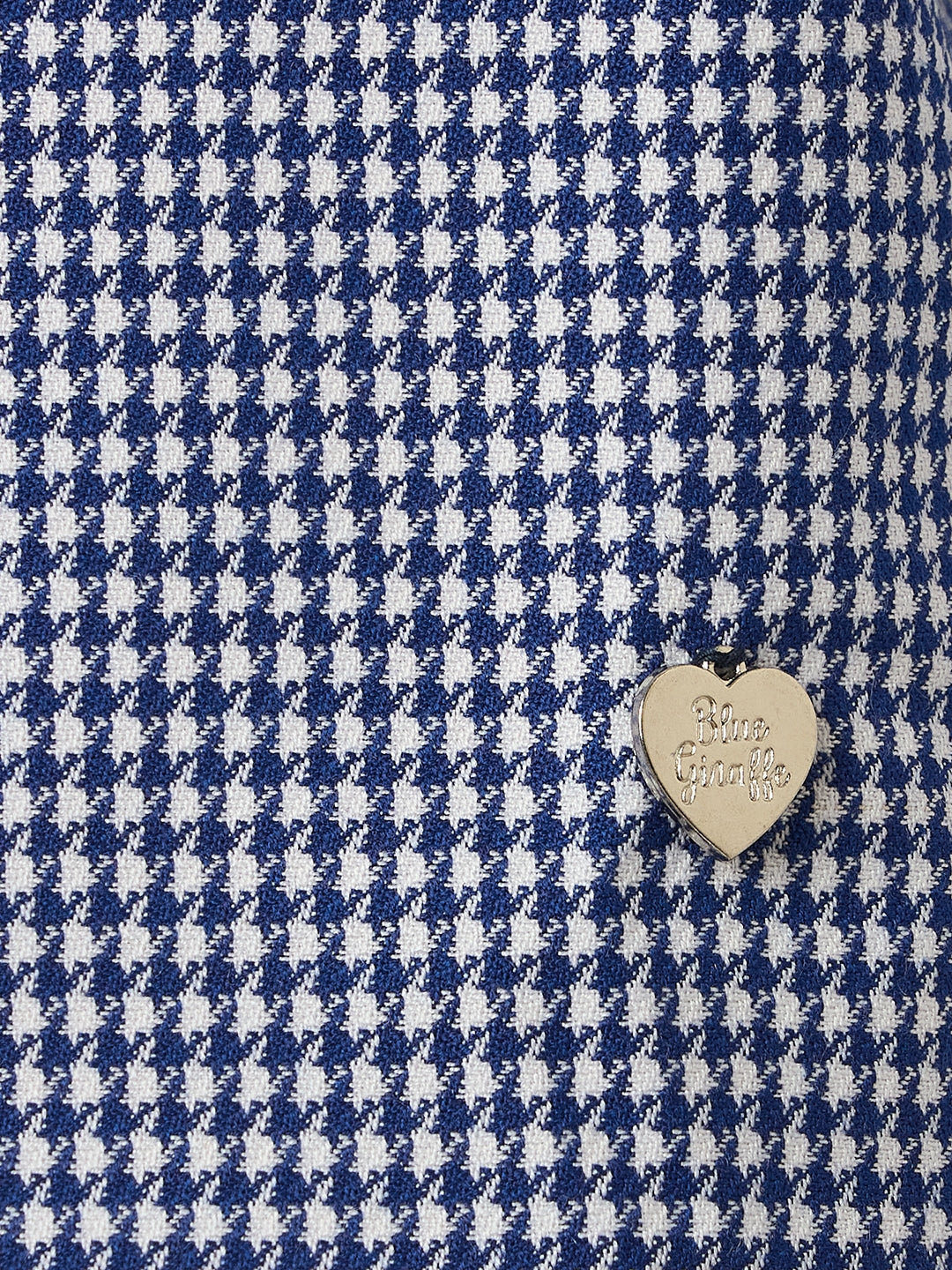 Blue Giraffe Girls Multi Checks Collar Top