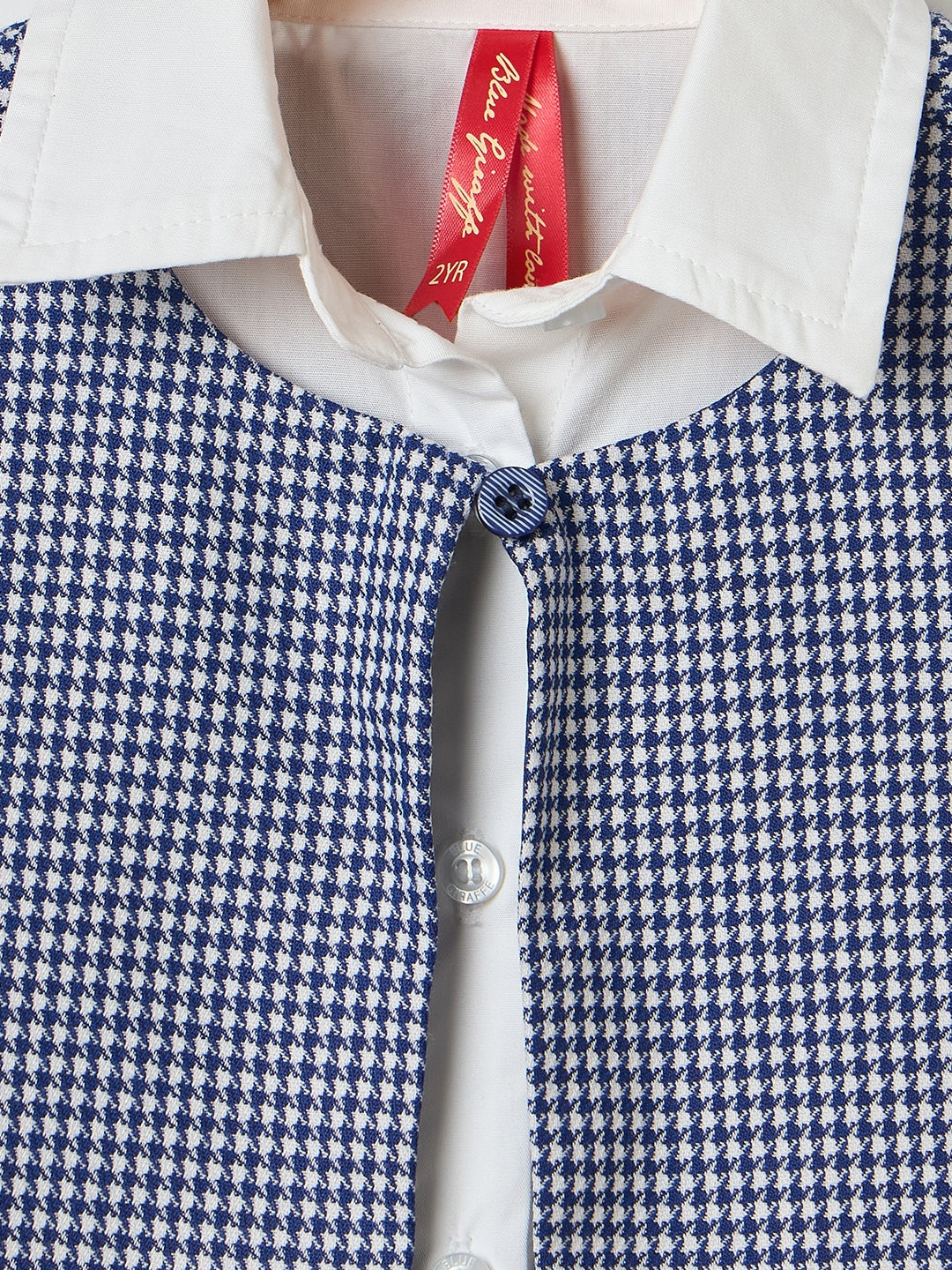 Blue Giraffe Girls Multi Checks Collar Top