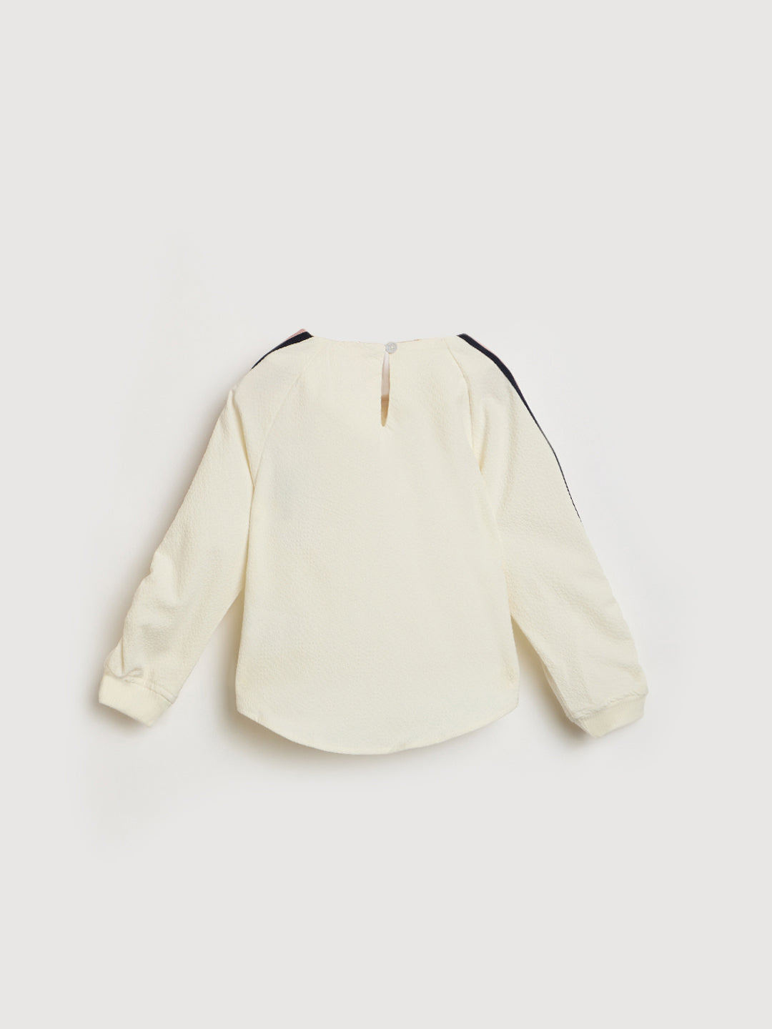 Blue Giraffe Girls White Tape Round Neck Top