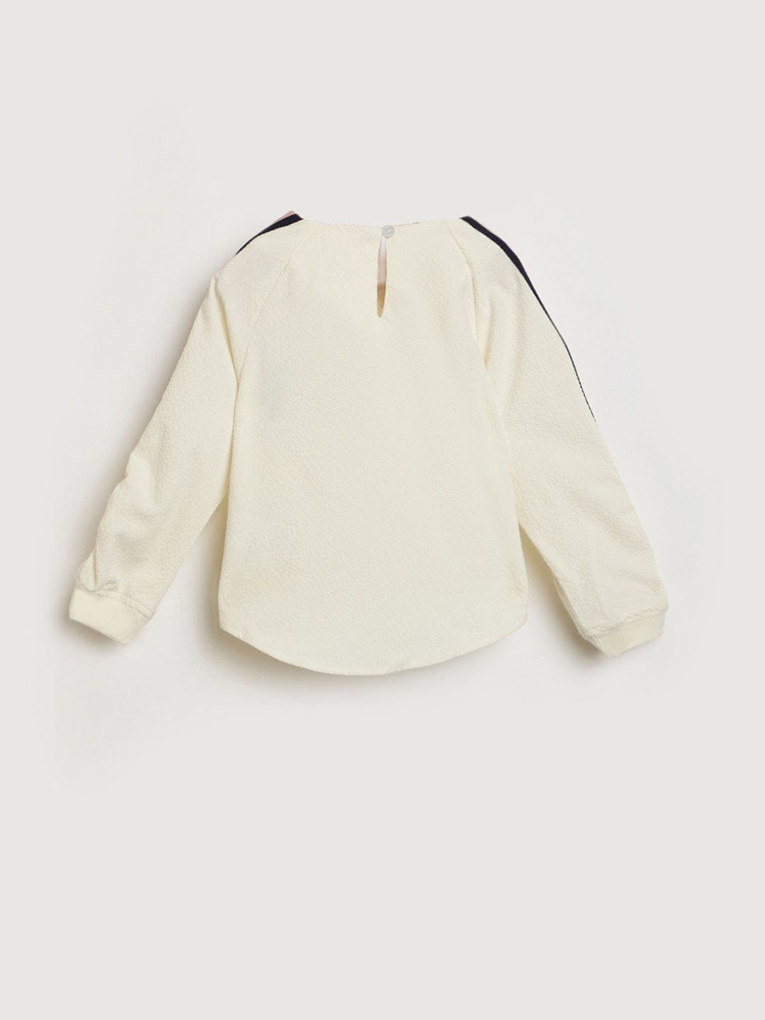 Blue Giraffe Girls White Tape Round Neck Top