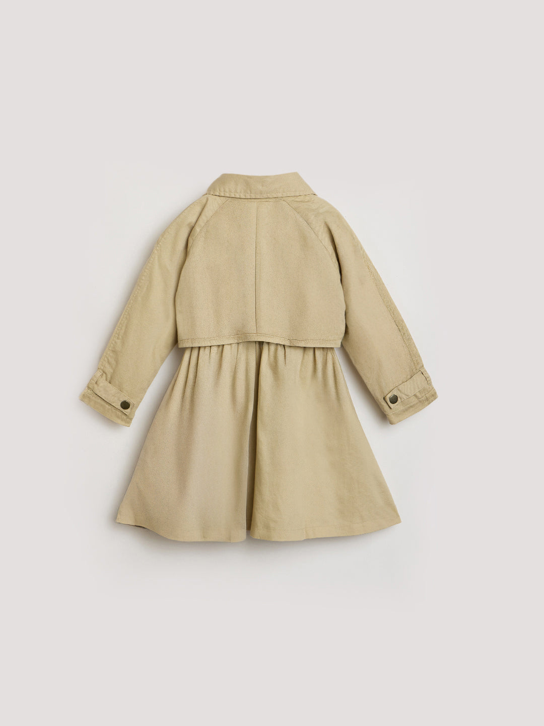 Elle Kids Beige Solid Collar Dress
