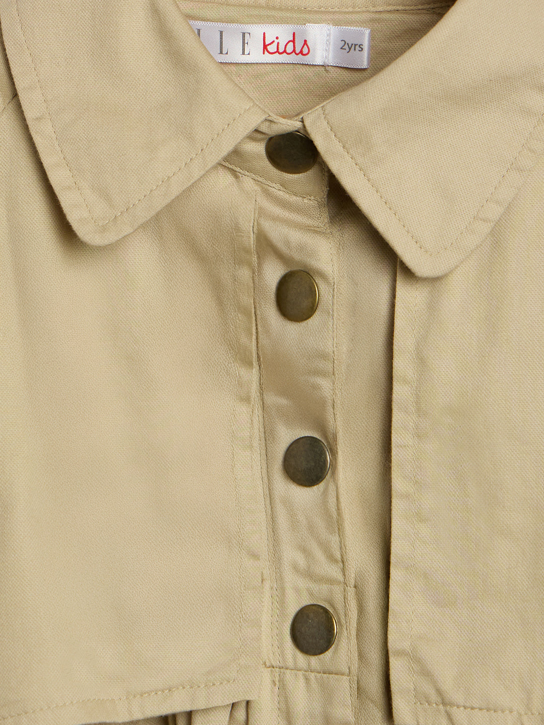 Elle Kids Beige Solid Collar Dress