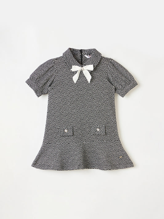 Elle Kids Black Solid Round Neck Dress