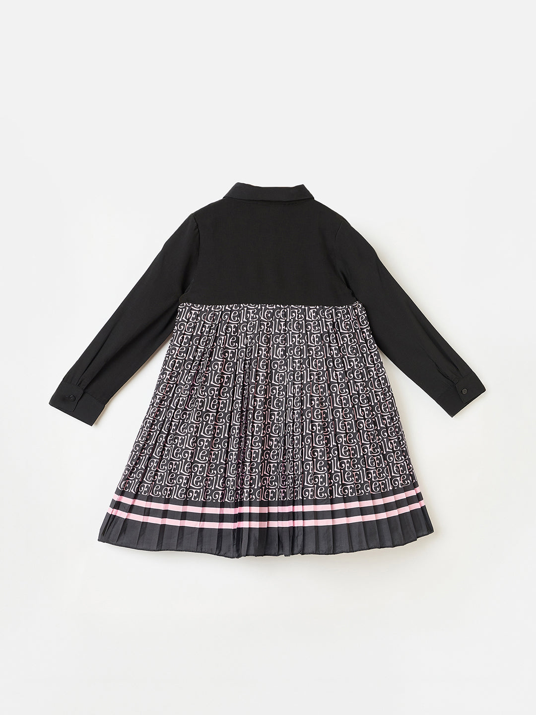 Elle Kids Pink Aop Crew Neck Dress