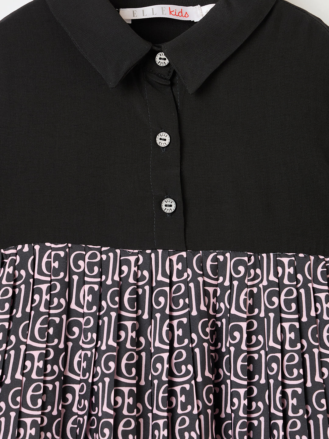 Elle Kids Pink Aop Crew Neck Dress