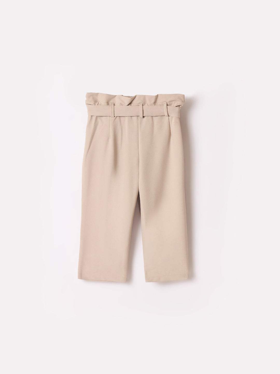 Elle Kids Beige Regular Fit Solid Trouser