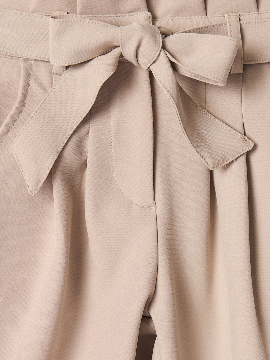 Elle Kids Beige Regular Fit Solid Trouser