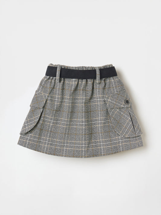 Elle Kids Pink Regular Fit Checks Skirt