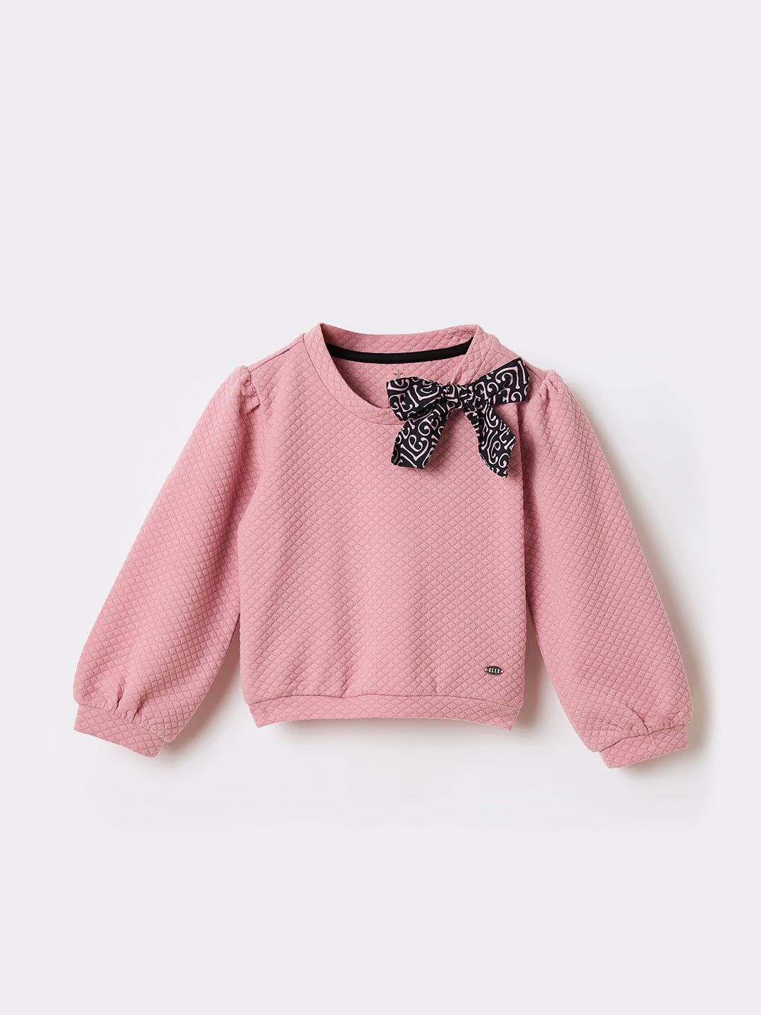 Elle Kids Pink Solid Round Neck Sweatshirt