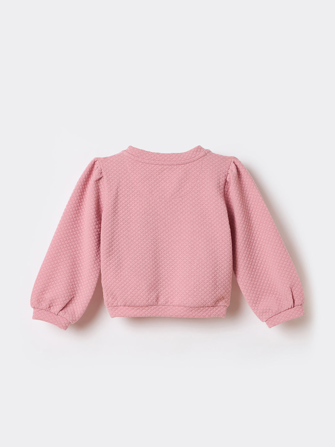 Elle Kids Pink Solid Round Neck Sweatshirt