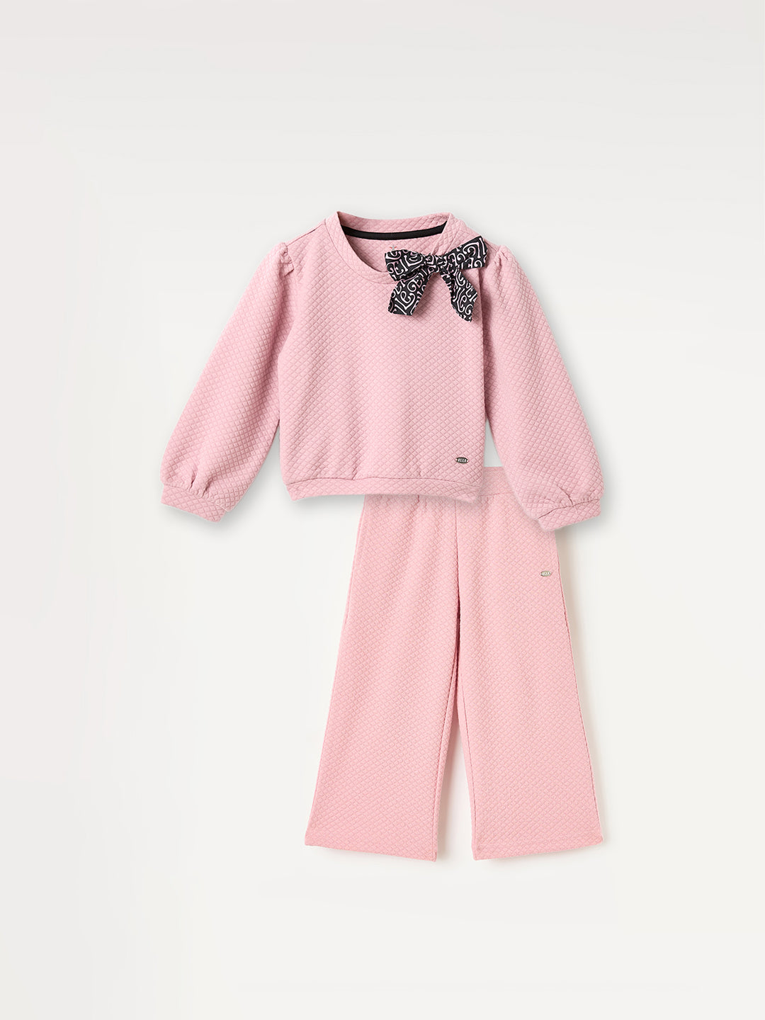 Elle Kids Pink Solid Round Neck Sweatshirt