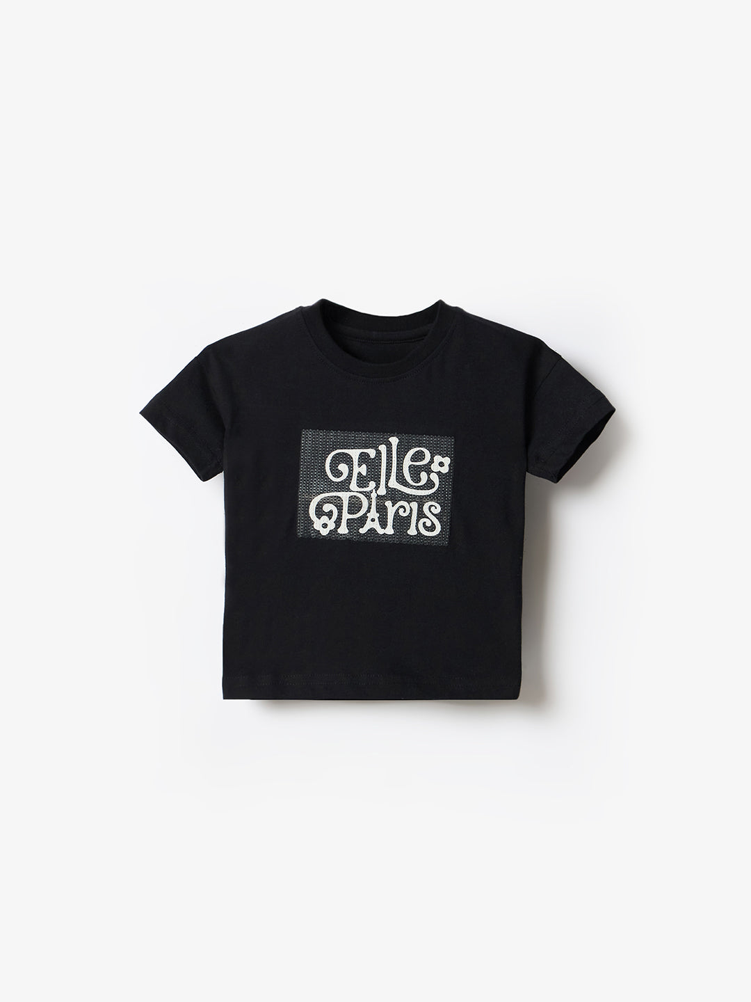 Elle Kids Black Graphic Crew Neck Tshirt