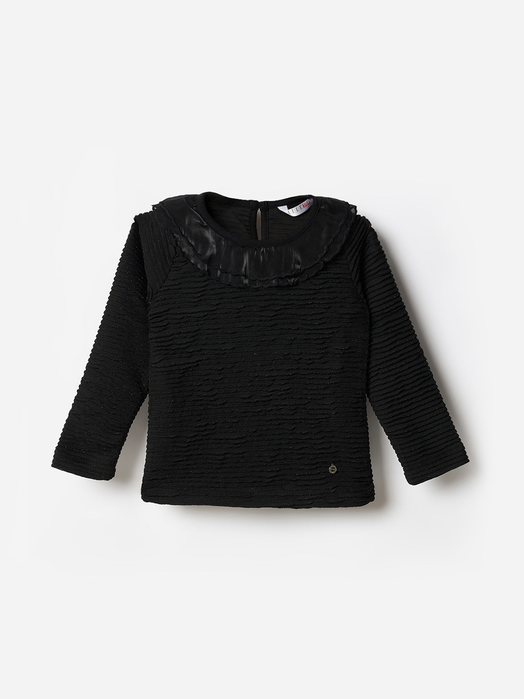 Elle Kids Black Solid Round Neck Top