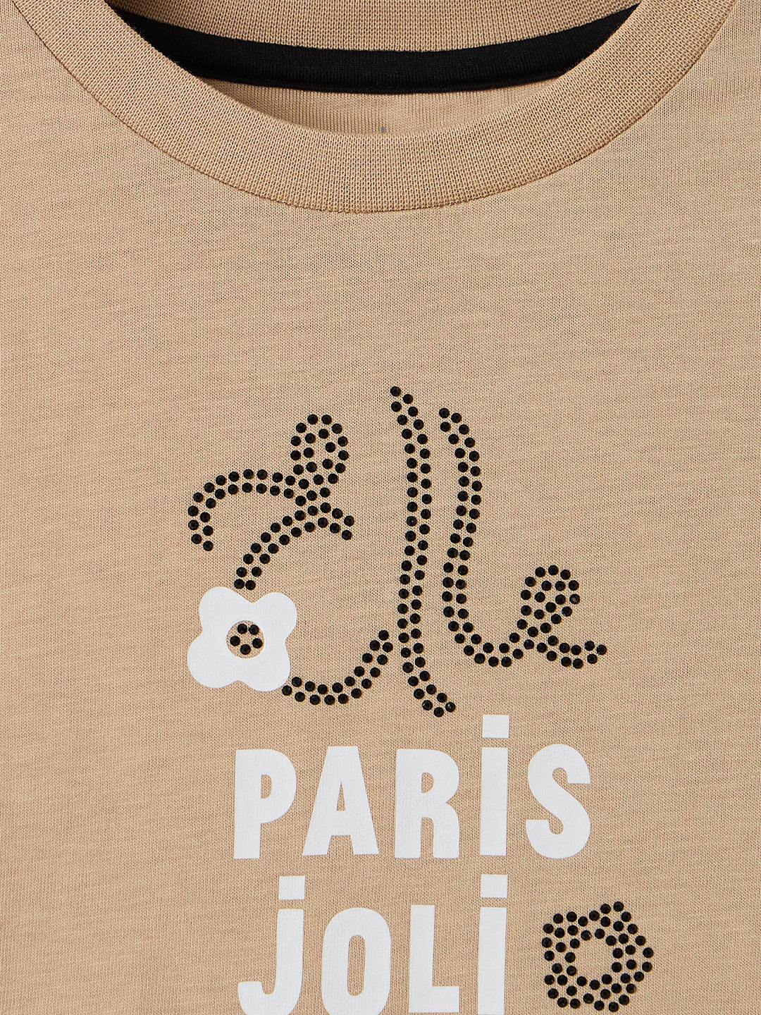 Elle Kids Beige Graphic Round Neck Tshirt