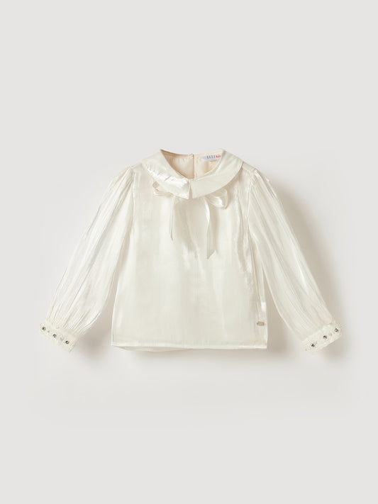 Elle Kids White Solid Round Neck Top
