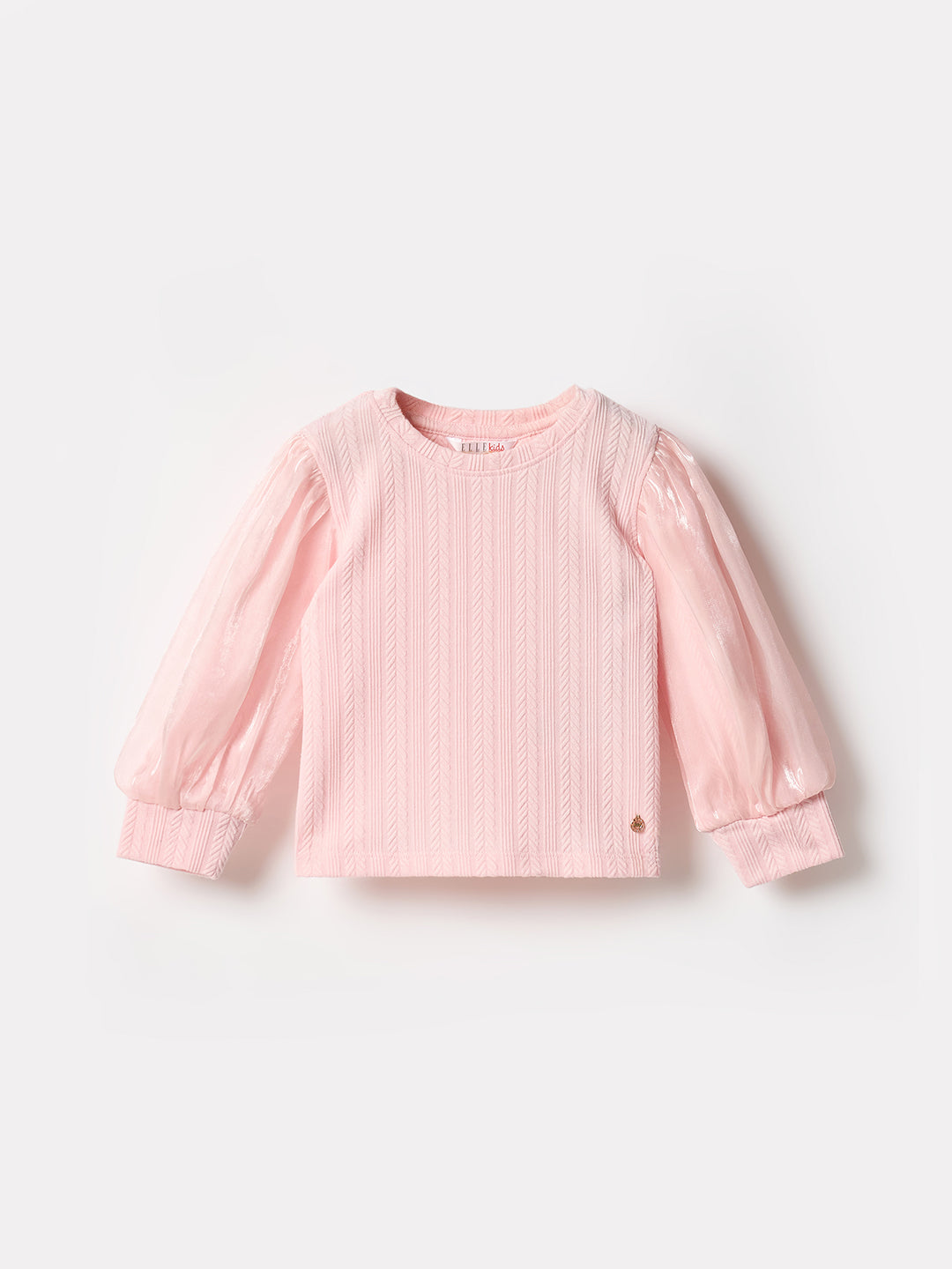 Elle Kids Pink Knitted Raised Neck Top