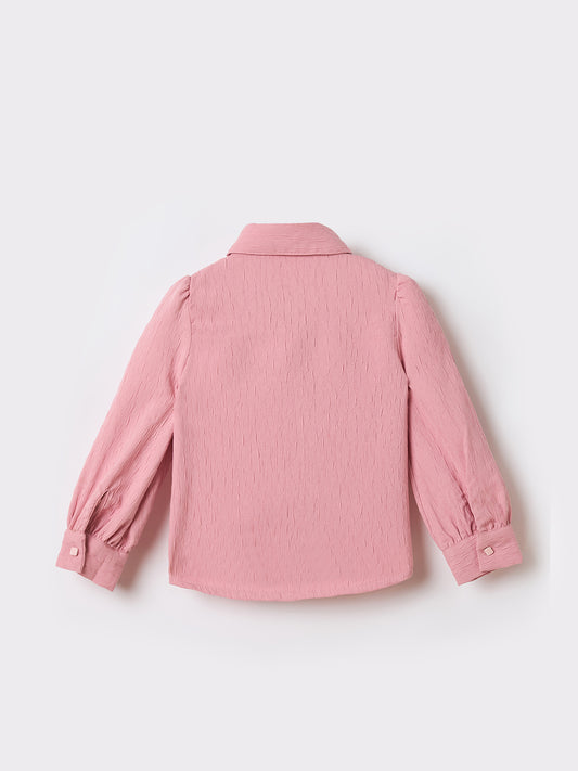 Elle Kids Pink Solid Collar Top