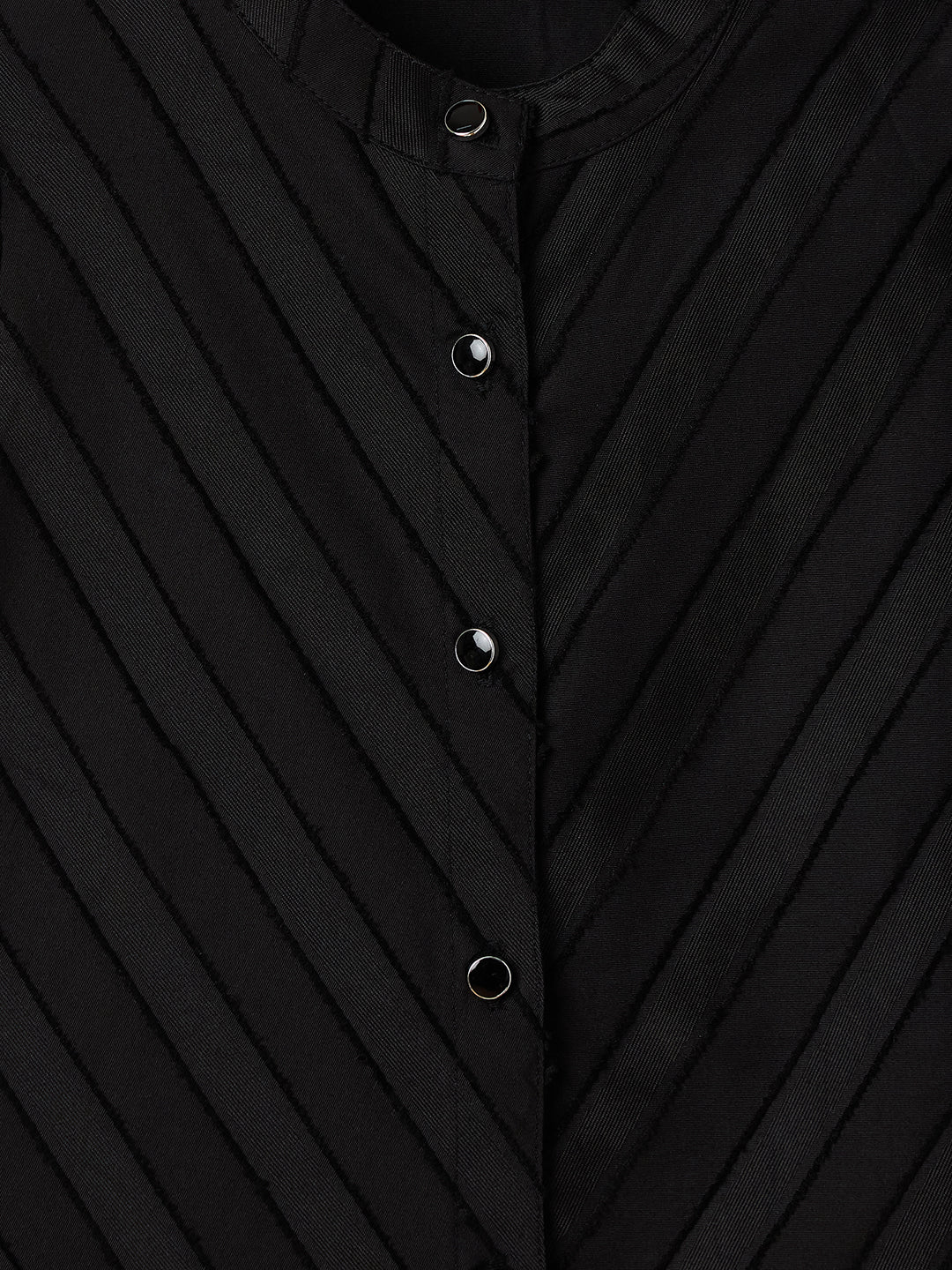 Elle Kids Black Solid Band Collar Top