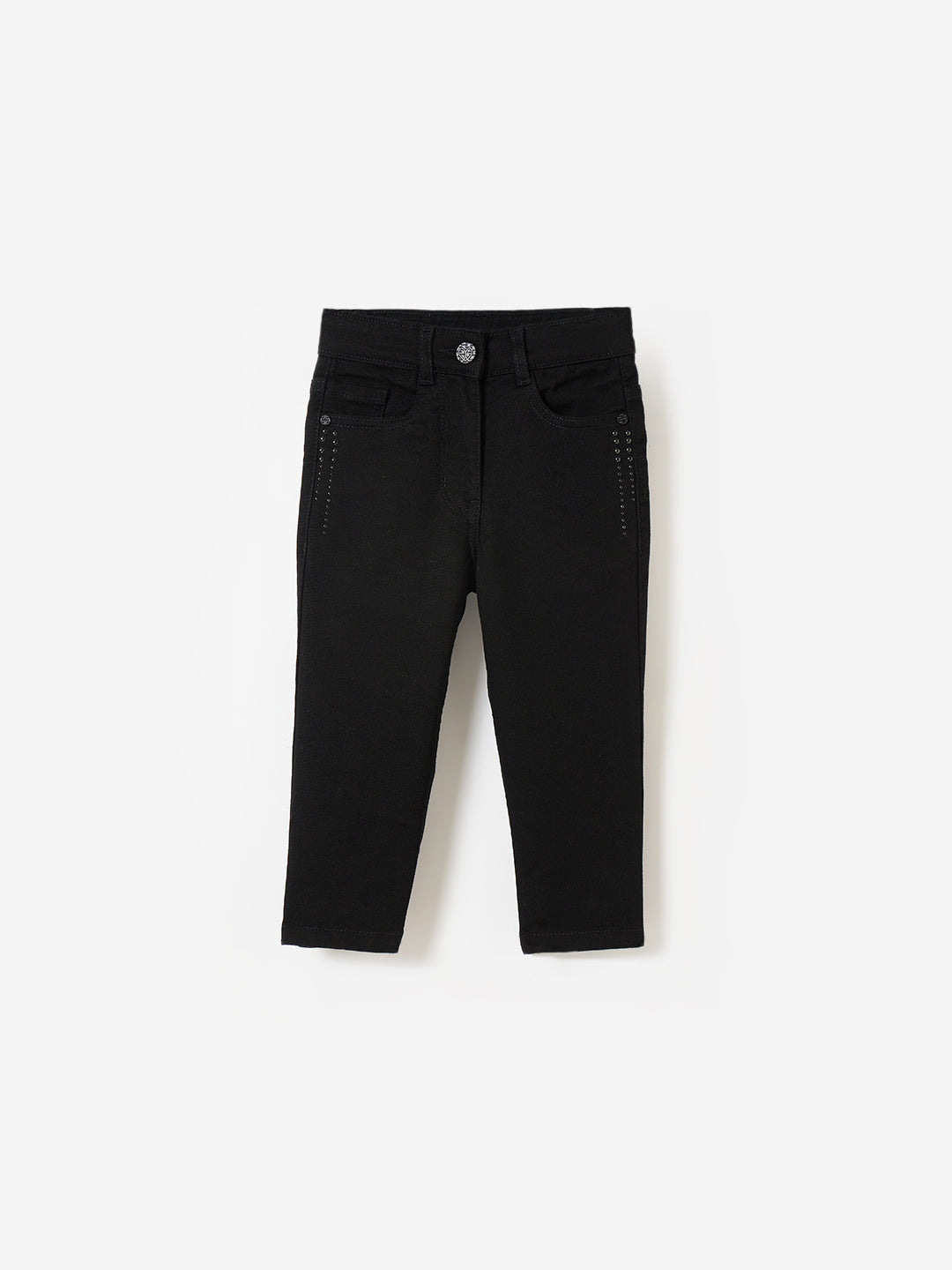 Elle Kids Black Boxy Fit Solid Jeans