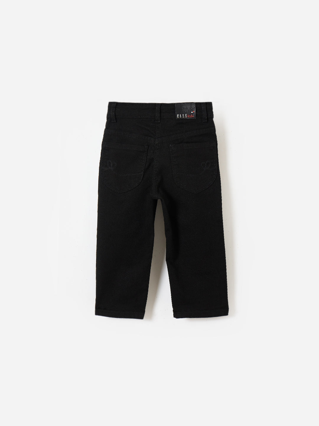 Elle Kids Black Boxy Fit Solid Jeans