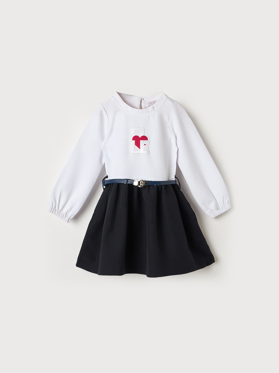 ELLE Girls Blue & White Solid Round Neck Dress