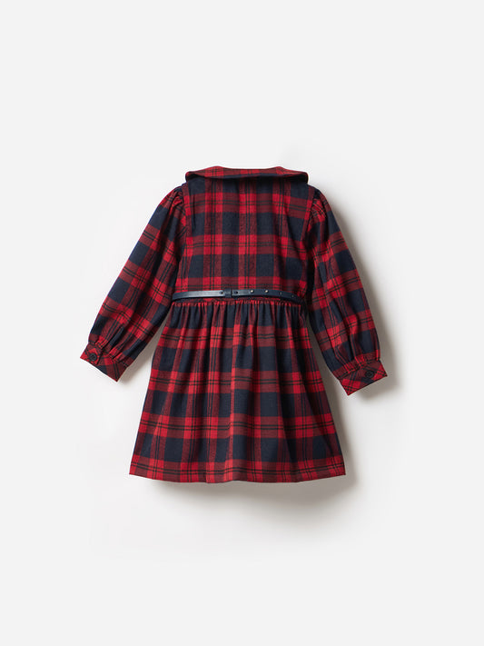 Elle Kids Multi Checks Round Neck Dress