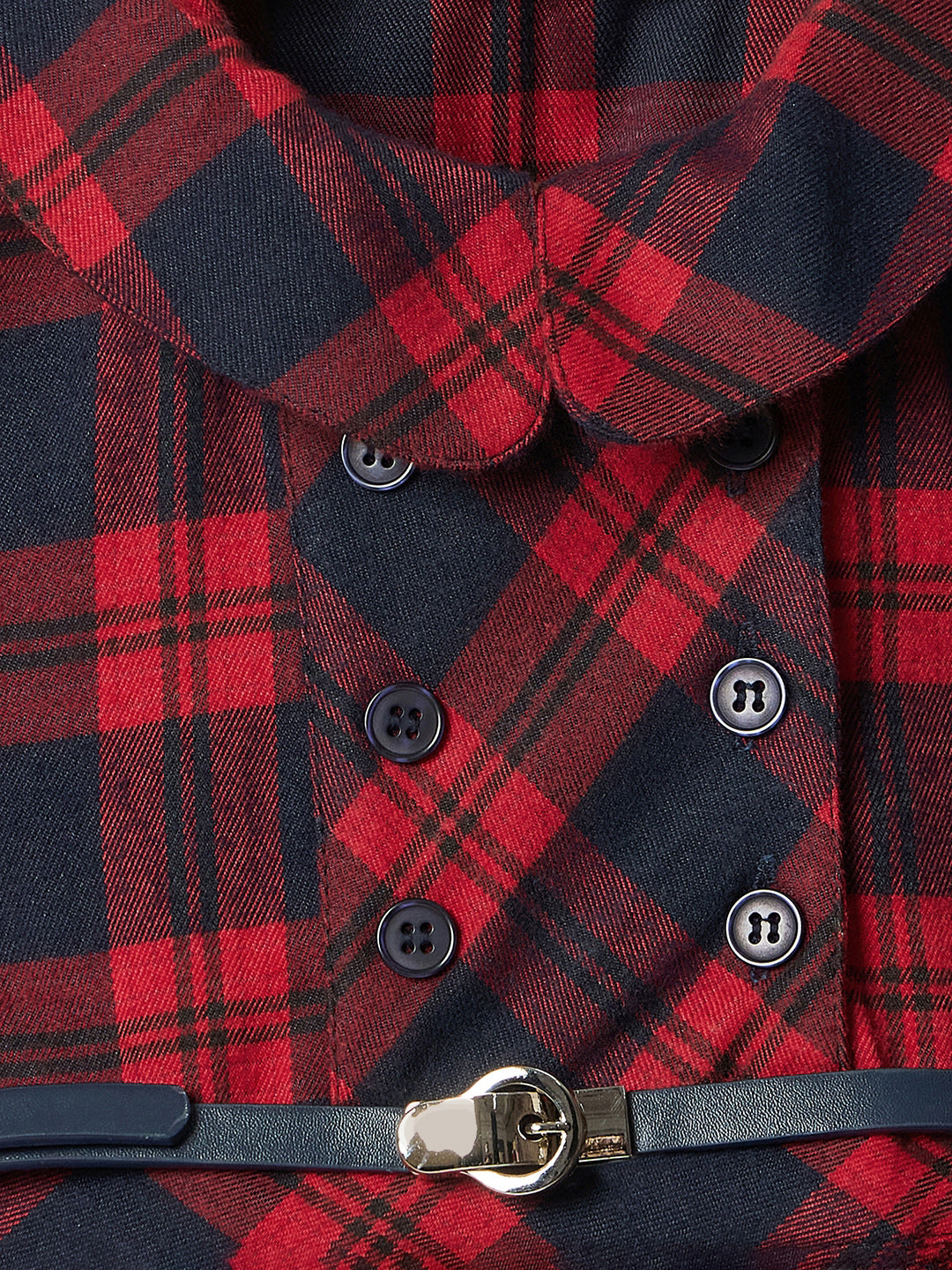 Elle Kids Multi Checks Round Neck Dress