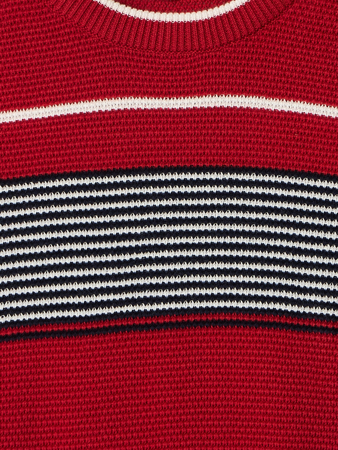 Elle Kids Red Striped Crew Neck Dress