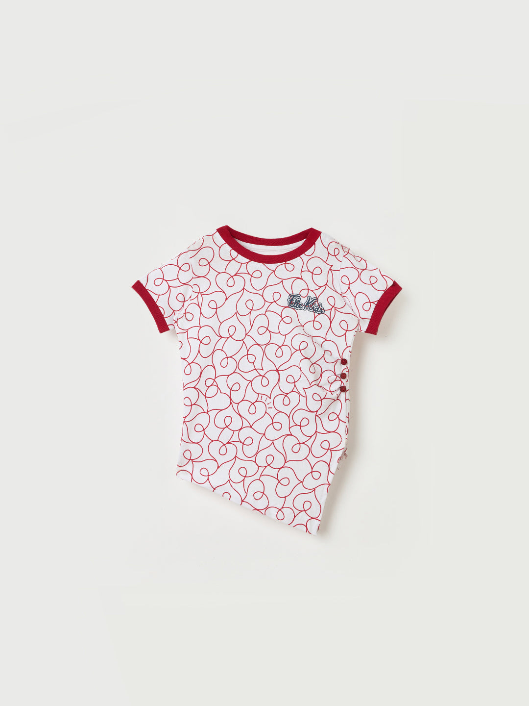 Elle Kids White Printed Crew Neck Tshirt
