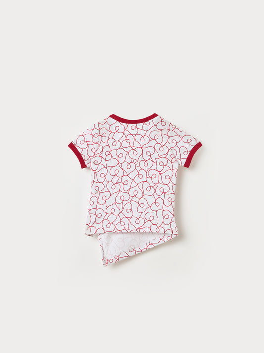 Elle Kids White Printed Crew Neck Tshirt