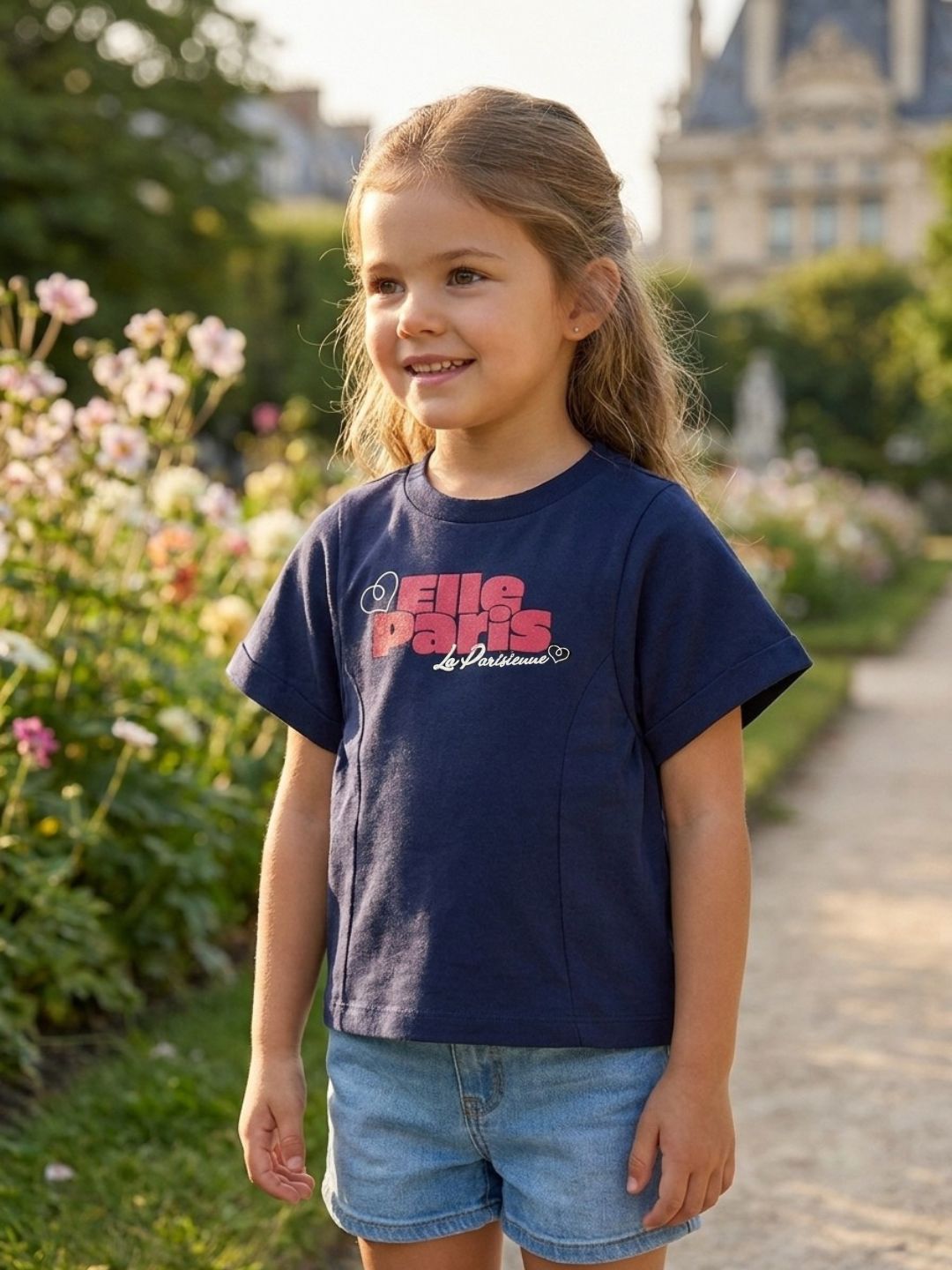 Elle Kids Blue Graphic Crew Neck Tshirt