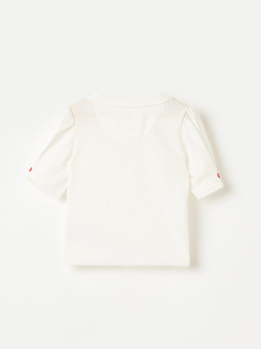 Elle Kids Red Graphic Crew Neck Top