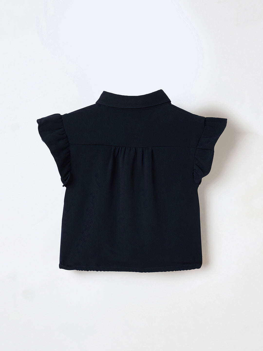 Elle Kids Blue Solid Collar Top