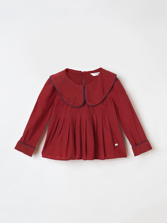 Elle Kids Blue Solid Round Neck Top