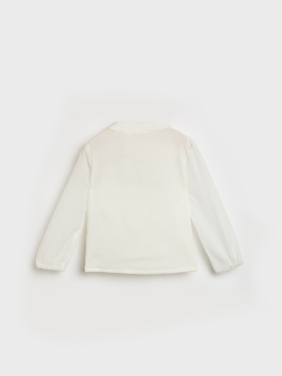 Elle Kids White Solid Band Collar Top